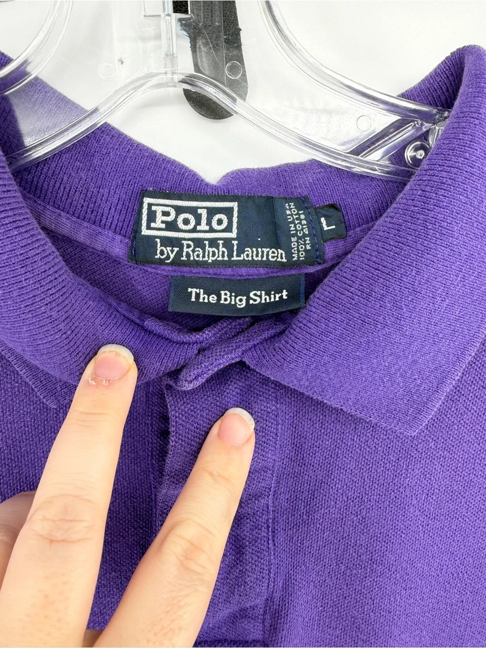 Vtg 90s Polo Ralph Lauren The Big Shirt Purple USA L Preppy Old Money Streetwear